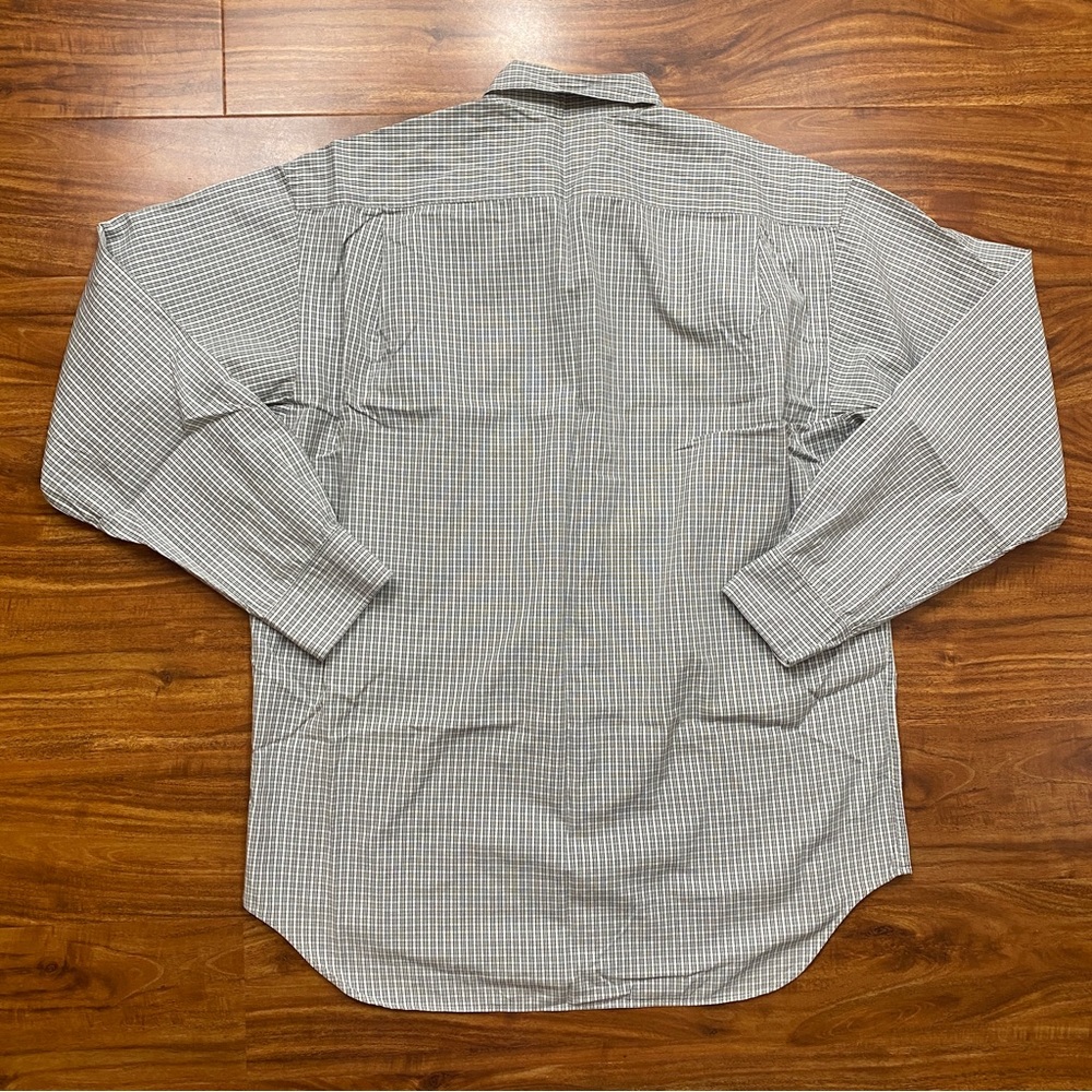 Banana Republic Gray White Windowpane 100% Cotton Button Down Shirt Size Medium - Picture 2 of 13
